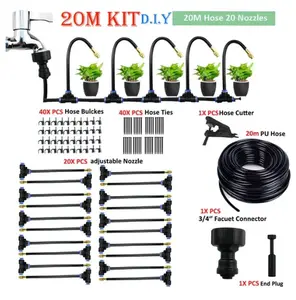 20M Universal Atomization Sprinkler Automatic Watering Kits 5M/10M with 20cm Rotating Copper Nozzle Balcony Rainforest Spray