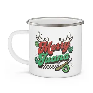 Enamel Camping Mug- Merry Juana Go Camping with a Fun Cute Mug