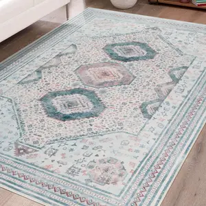 Beige Vintage Faux Cashmere Printed Rug Machine Washable Low Pile Soft Bohemian Floor Covering Rug Non Slip Backing Rug for Bedroom Kitchen Dining Room Indoor Home Decor Rug Sizes 4x6 5x8 6x9 8x10 Feet