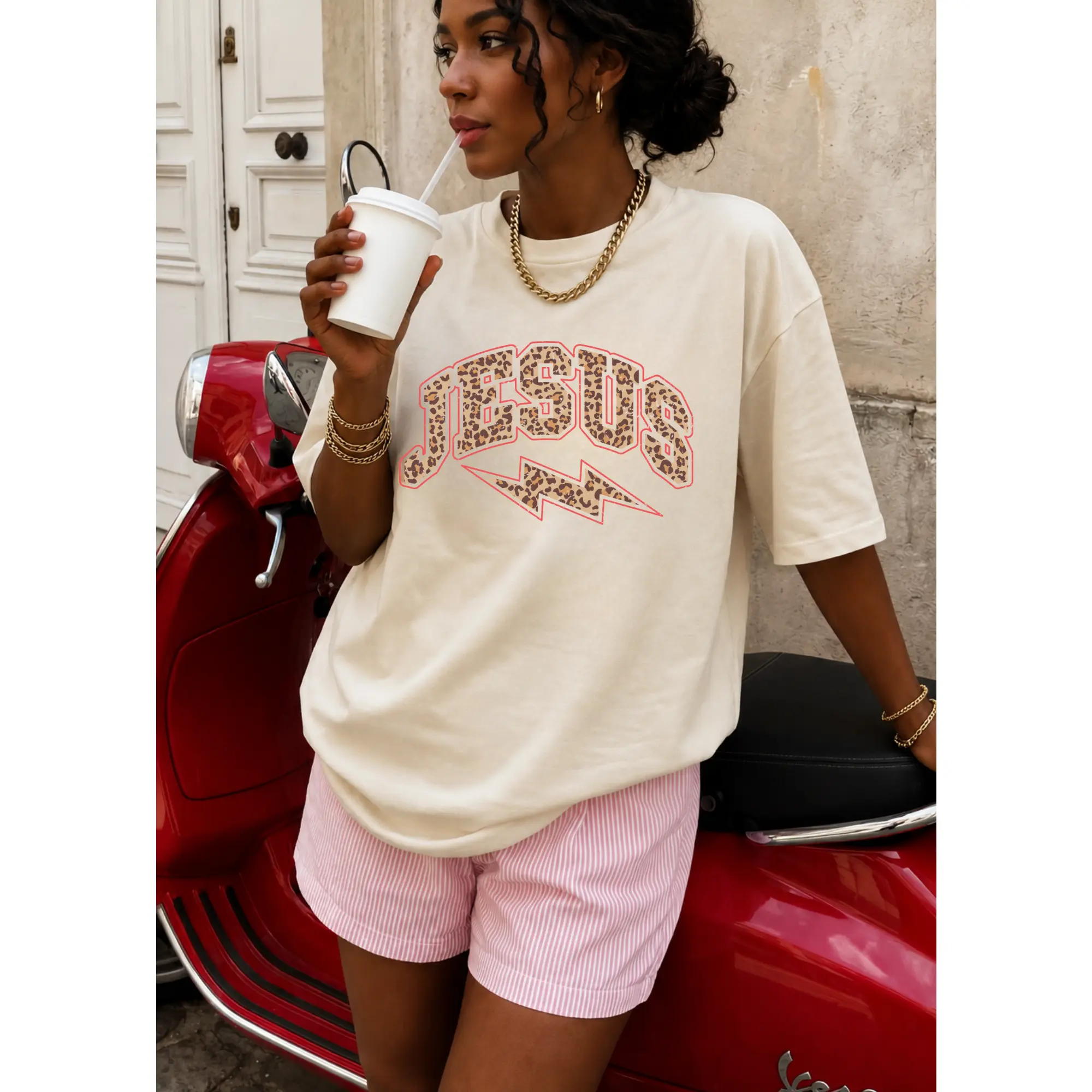 Jesus Cheetah Print Tee
