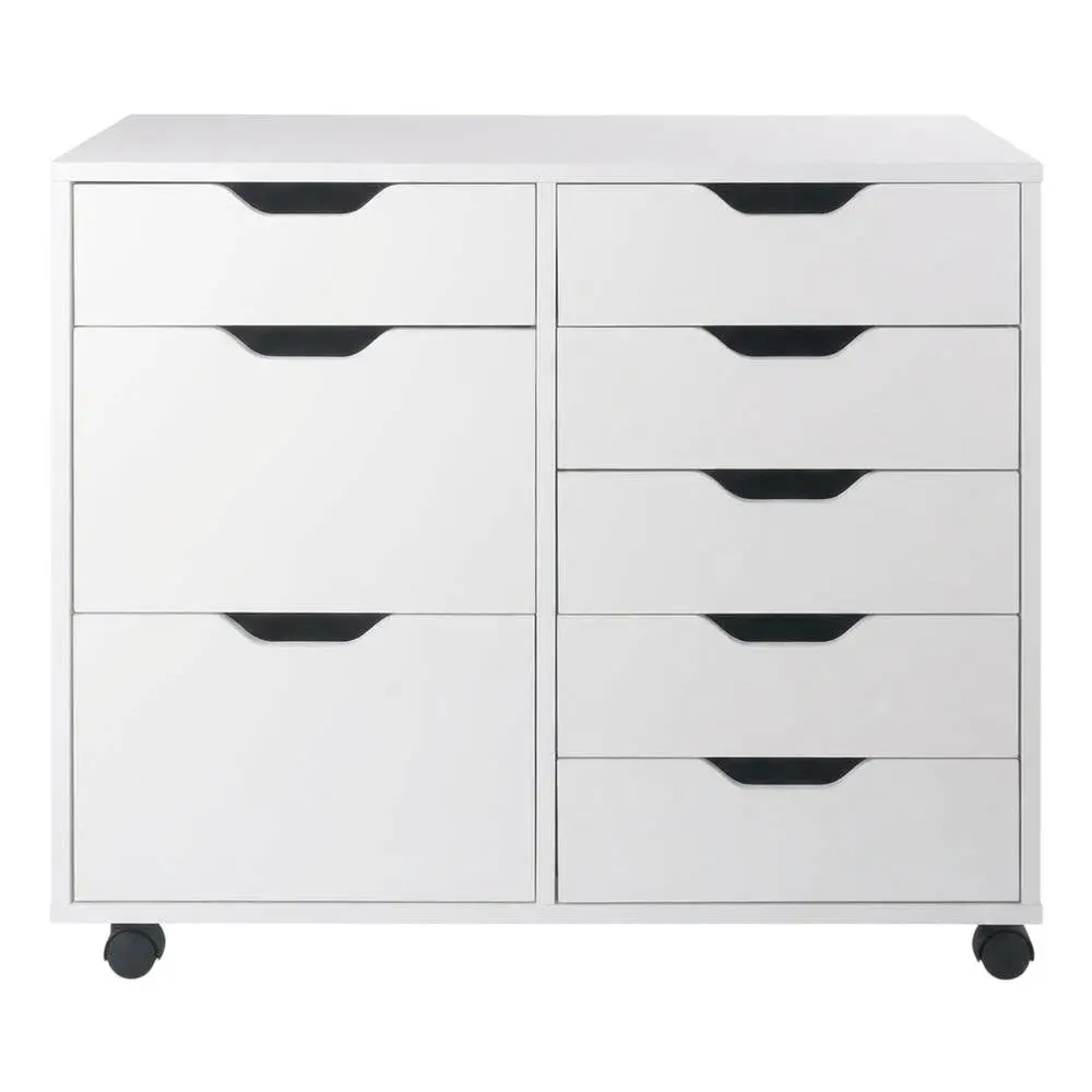 Contemporary Particle Board Storage Cabinet for Adults, White Office Furniture with Drawers, Drawer Access, Durable Build, Assembly Required for Home Office Organization