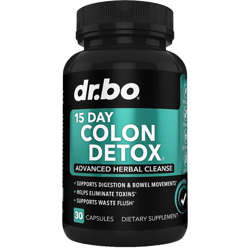 Dr. Bo 15 Day Colon Cleanse - Gut Detox & Support - Non-GMO Herbal Supplement - 30 Capsules