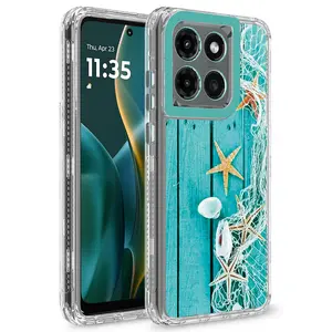 For Motorola Moto G Stylus 2025 / 2026 Crystal Clear Frame Graphics Design 3-Layer Hybrid Armor Cover Case