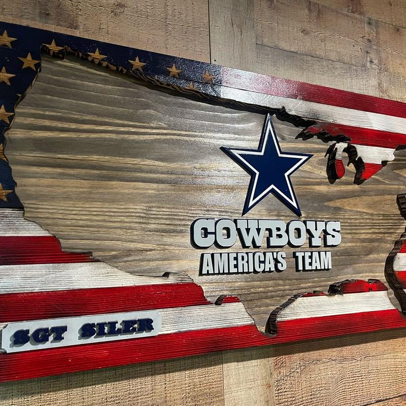 Wooden American flag with logo wall hanging signs decor
