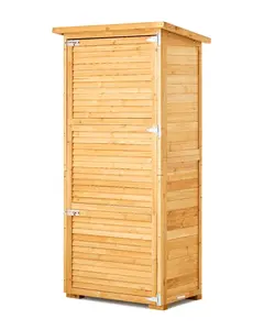 Outdoor Wooden Garden Storage Shed with Waterproof Exterior and Lockable Door, Durable Tool Shed for Lawn Equipment, Weatherproof Wooden Storage Cabinet with Shingle Roof, Easy Assembly, Size 31.5 x 63.8 Inches