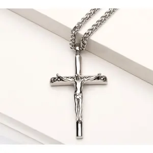 Verve Men's Jewelry Stainless Steel Crucifix Pendant w/ Chain