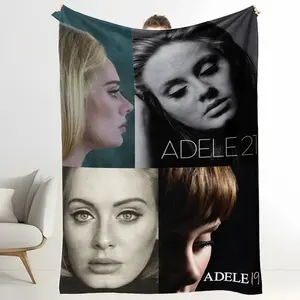 A flannel blanket with an Adele theme print, soft, lightweight and durable, suitable for sofa, bed, living room, bedroom or camping trip blanket plushthin quilt holiday gift Intense Nacho Printed Flannel Blanket