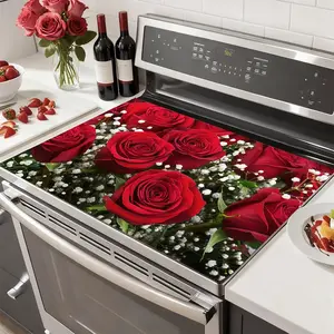 Valentine's Day Soft Electronic Stove Panel Protector Pad, Pattern Design, Scratch Resistant, Easy to Clean, Multi-Purpose Kitchen Cover Stove Plate