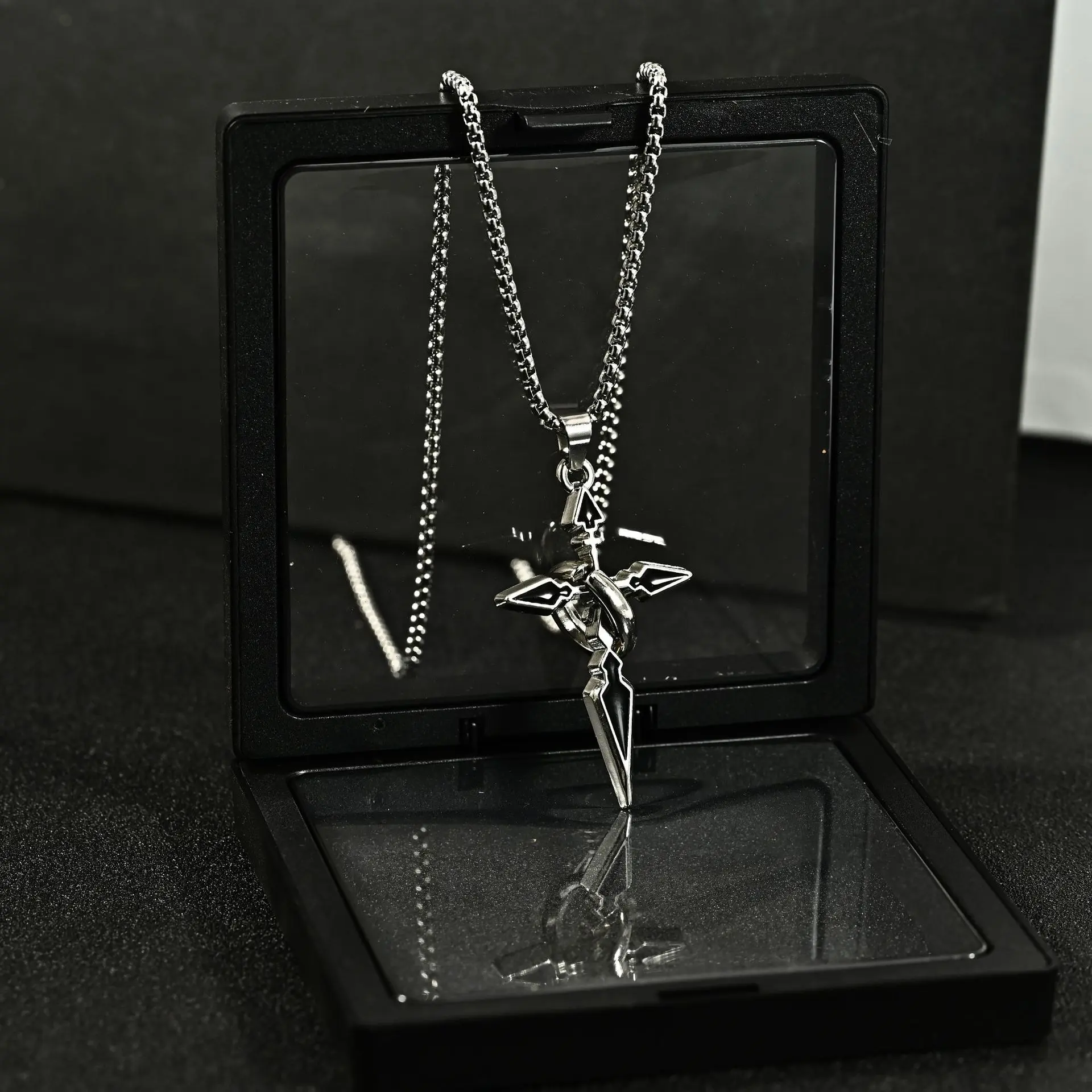 Men’s Titanium Steel Cross Pendant Necklace - Silver Hip-Hop Chain, Fashion Daily Jewelry Gift for Men