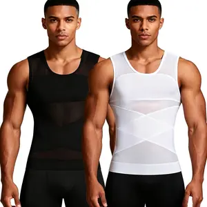 Men Breathable Mesh Tank Top Body Shaper Vest Gynecomastia Compression Shirt Tummy Control Waist Trainer Undershirt Shapewear