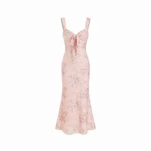 Cider Lace Floral Sweetheart Twist Knotted Mermaid Maxi Cami Dress Dealsforyou