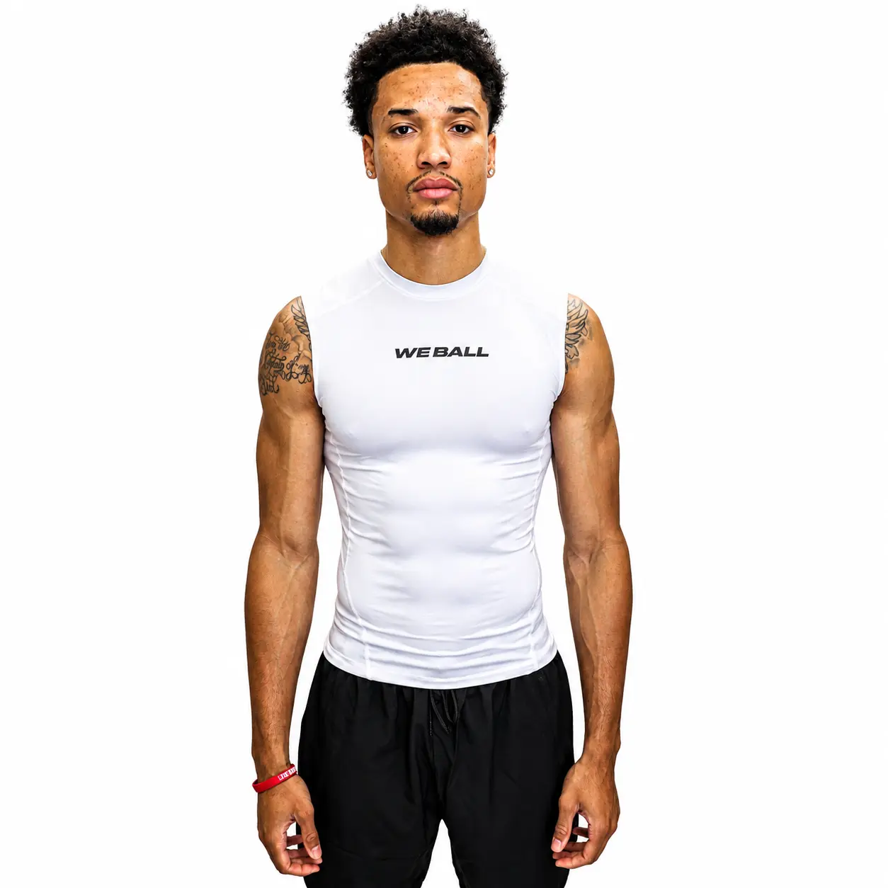 We Ball Sports Mens Athletic Sleeveless Compression Tank Top Base Layer (White)