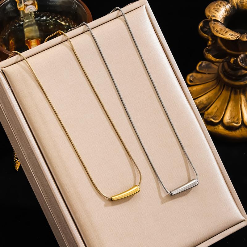 KISSFOO Stainless Steel Mini Eggplant Collarbone Necklace for Women Daily Accessories