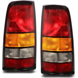 LED Tail Lights for 1999-2002 Chevy Silverado, 1999-2006 GMC Sierra 1500/2500/3500/1500 HD/2500HD - Driver & Passenger Side Rear Lamps, Black Border, No Bulbs - Truck Car Lighting Accessories