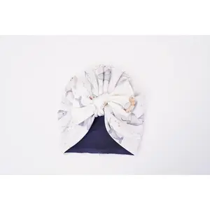 OAKLYNN EMF-Blocking Bow Beanie Hat - Cosmic Coral Dreams Design - Silver Infused Bamboo Fabric - Protective & Comfortable for Babies 0-3 Months