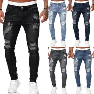 ZYNE New Men's Jeans Casual Slim Fit Skinny Men's Ripped Pants Versatile StyleGift