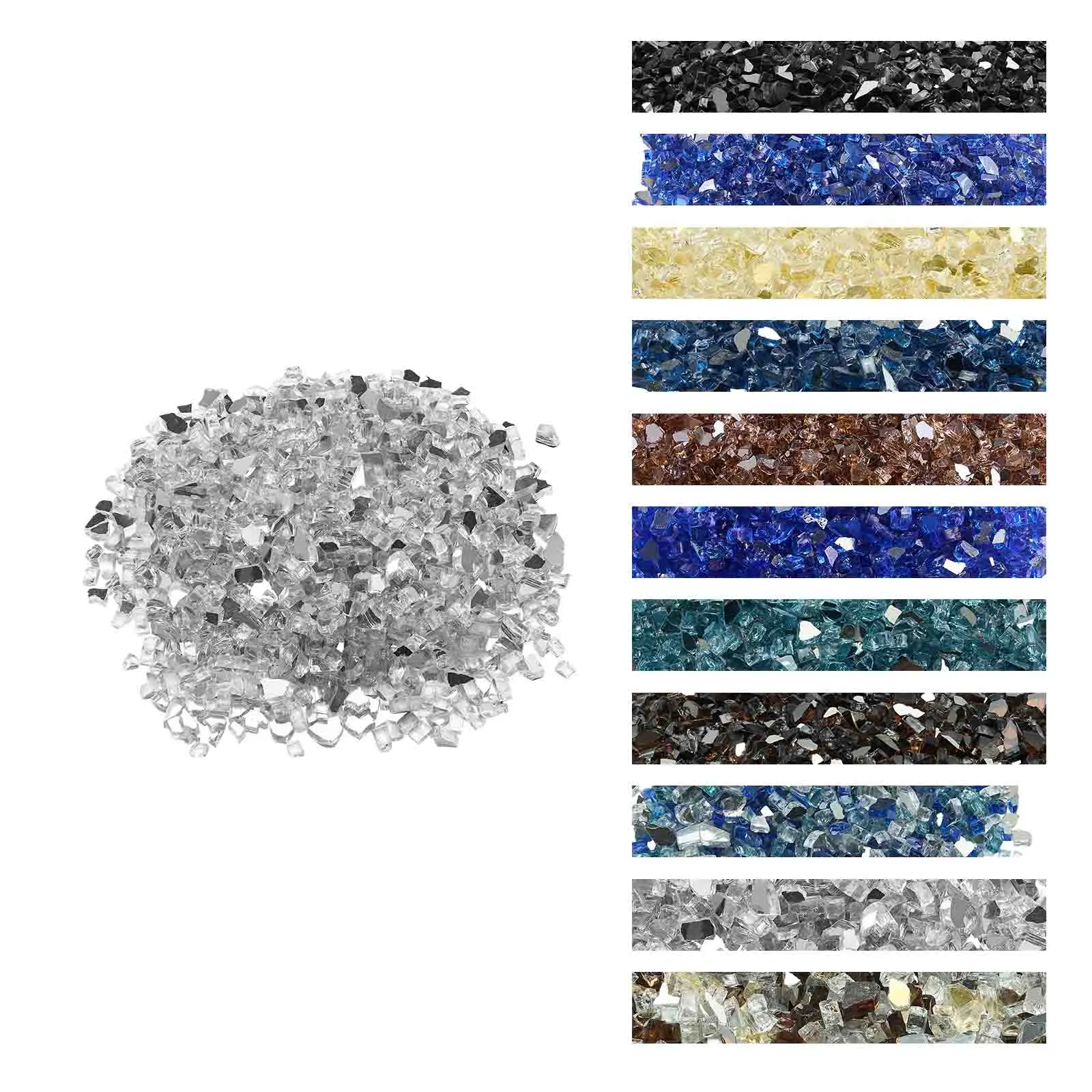 【SummerFinds】VEVOR Fire Glass, 10 LBS / 4.5 KG High-Temperature Resistant Fireplace Rocks, 1/2-Inch / 12.7 mm Reflective & Smokeless Firepit Glass Rock, High Luster Stone Landscaping for Fire Pit Table, Clear