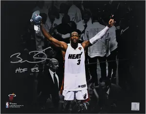Dwyane Wade Miami Heat Autographed 11" x 14" Spotlight on Table Photograph with "HOF 23" Inscription - Fanatics Authentic Certified