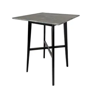 Modern Square Bar Height Pub Table 31.35x31.35x42.00 Inch High-Pressure Laminate Paladina Marble Top Rubberwood Tapered Legs with X-Stretcher
