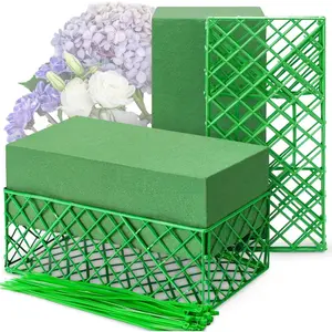 Large Size Floral  Blocks for  and Artificial , Wet Florist  Cage for Wedding Holiday Decorations (2  with cage)