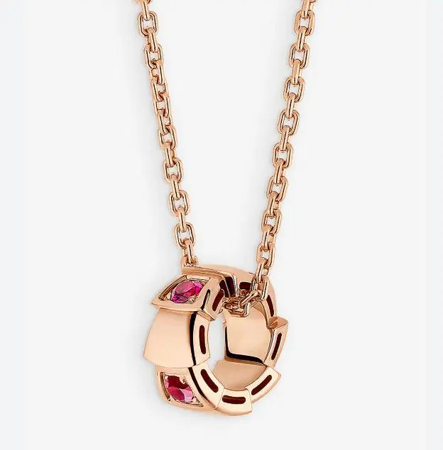 Pre-owned Bvlgari Serpenti Viper pendant with ruby rose gold 18k gold necklace
