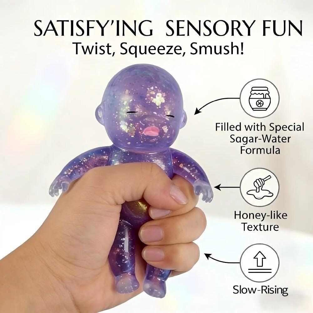 Squishy Babies Glitter Big Dancing SoftMoldable Slow Rising Sensory Fidget ToyStress Anxiety Relief for Kids Adults EasterBasket Christmas Stocking Birthday Gifts