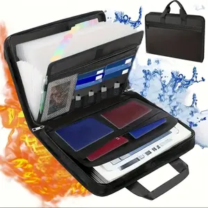 Fireproof Document Bag - Accordion-style Document Storage Box, made of waterproof fiberglass material, with secure zipper closure, a multi-pocket safe storage box for valuables