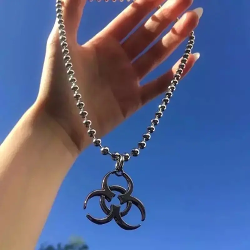 Y2K Style Biohazard Necklace