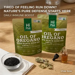 HiPlus 2-Pack 2-in-1 Oregano Oil + Black Seed Oil 6000mg 4x Carvacrol & Thymoquinone Supports Immunity Non-GMO 300 Softgels