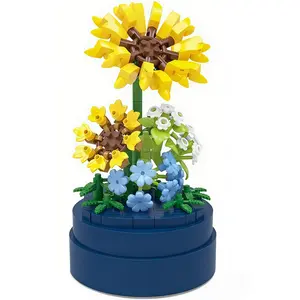 Flower Dust Cover Set, Roses, sunflowers, hyacinths, lily of the bell, carnations, lilies, tulips, hydrangeas, Valentine's Day gift building toys for girls