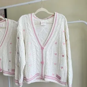 New Women's Sweet Heart Lover Sweater Knitted Cardigan Versatile Wool