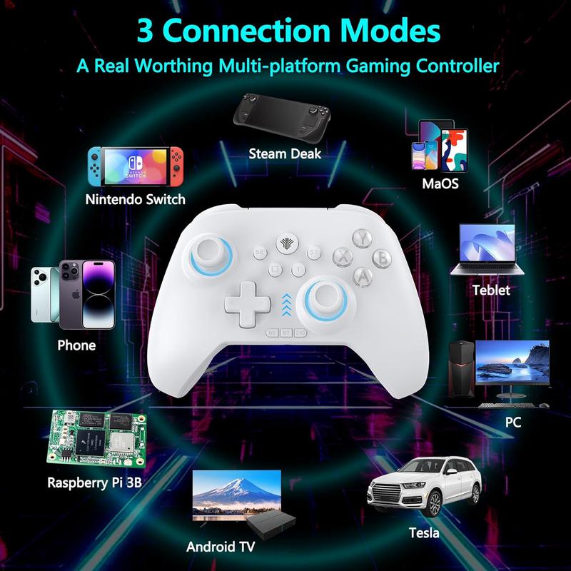 YUYIU Dawn Breaker No Stick Drift Wireless Pro Controller(Not ForXBox)  For PC Switch Steam with Hall Effect Sticks Linear Triggers Dual Vibration 6 Axis Gyro RGB Macro Buttons