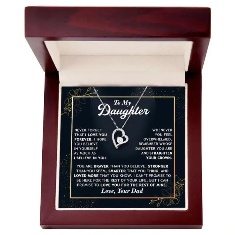 To My Daughter Necklace Gift From Dad, Daughter Gift, Inspirational Strength Gift, Daughter Necklace, Love Knot, Father Daughter Necklace