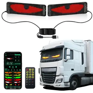 2pcs Devil Eyes Car Lights, Car Accessories, Programmable LED Signs with APP & Remote, Custom Text Animation, Ideal for Christmas & Halloween Decoration, Car Ornament