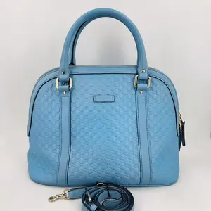 Pre-owned GUCCI Leather Tote Bags Microguccissima Mini Dome Bag Mineral Blue