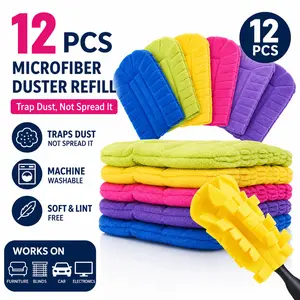 12 Pack Reusable Fleece Duster Heads – Washable & Lint-Free, Multi-Surface Cleaning Pads for Home, Office, Car, Blinds, Electronics – Great for Pet Hair & Dust Allergy outdoorfun