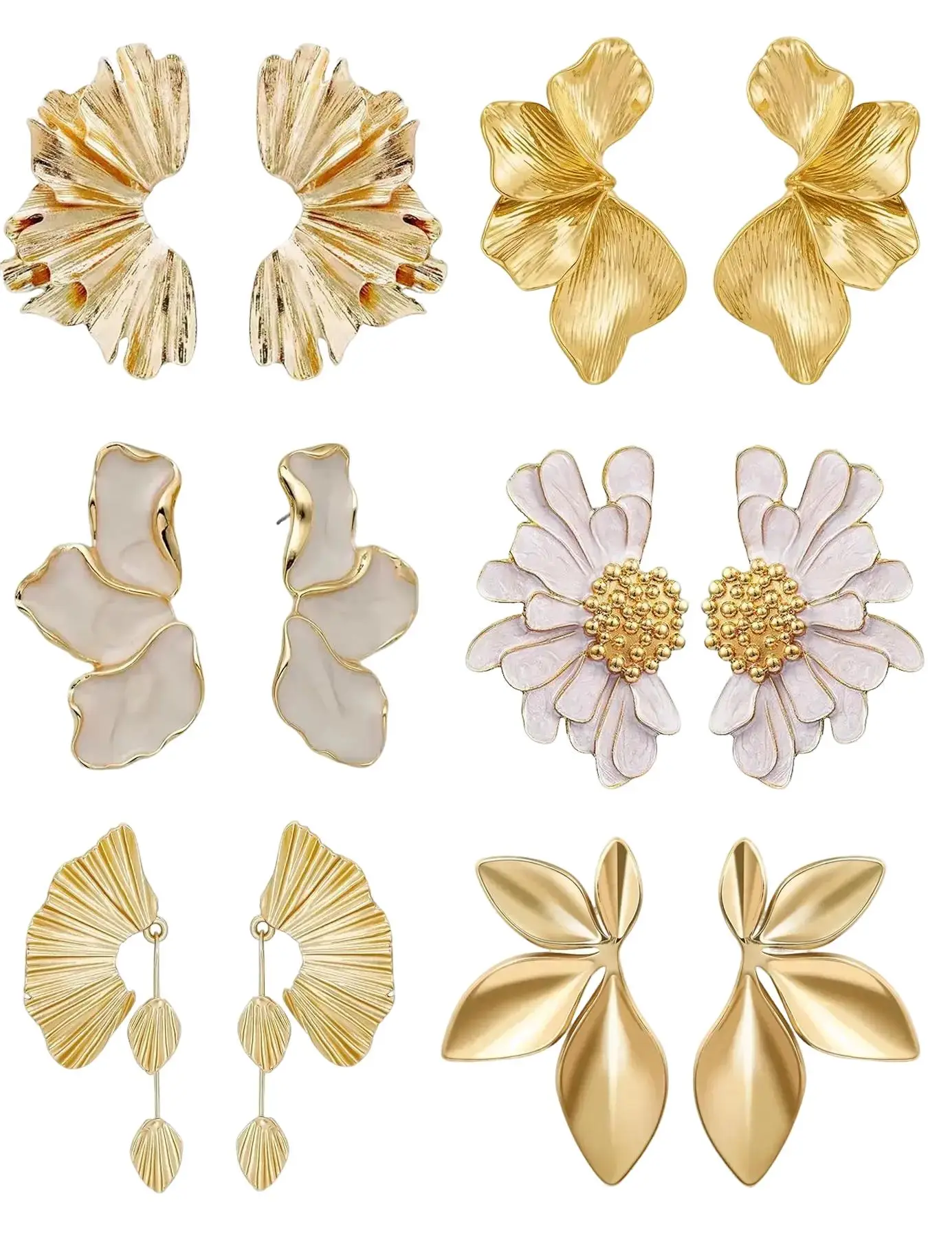 Flower Stud Earrings Set, Fashion Jewelry Accessories for Women & Girls, Trendy All-match & Exquisite Jewelry for Birthday Gift