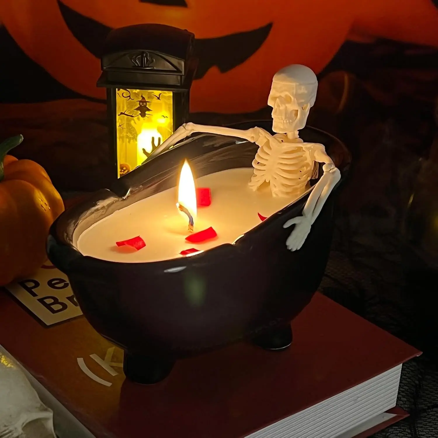 Halloween Decorations Halloween Skeleton Candles Skeleton Designs for Milk Bath Novelty Rose Petals Perfect for Halloween Indoor Home Holiday Parties
