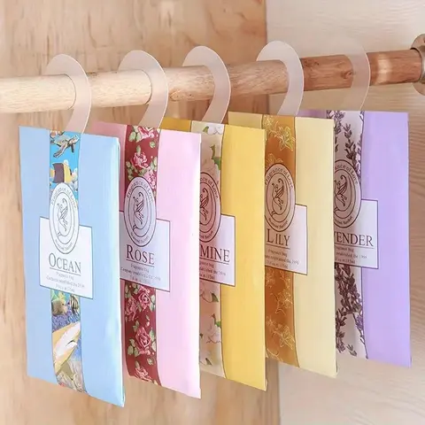 Portable Hanging Air Freshener, 5 Counts/set Hanging Fragrance Bag, Wardrobe Deodorant Sachet, Home Fragrance for Bedroom, Living Room, Bathroom, Scented Pack, Home Fragrance Products