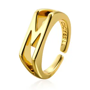 Cicy Bell Women's 18k Gold Plated Bold Initial Statement Rings Personalized Valentine's Day Gift Uppercase Letter Stacking Rings for Mom or Grandma