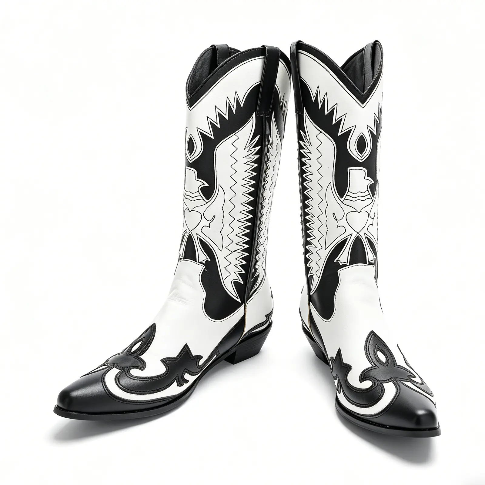 Unisex Western Cowboy Boots, Slim‑Fit Last, Black & Brown Colorways Ideal for Narrow Feet, Mid‑Calf Pointed Toe Block Heel Boots for Men & Woment Shoes