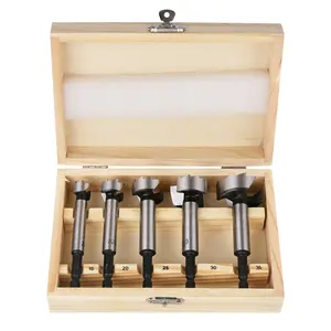 Vearter 5PCS/Set Professional Power Tools Forstner Boring Drill Bits Kit for Wood, Dia 15/20/25/30/35mm, 6.35mm Hex Shank Woodworking Self Centering Hole Saw Tool