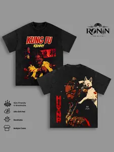 Kendrick Kung Fu Kenny Vintage Washed Graphic T Shirt, GNX Hip Hop Rap Tee, Double Sided Heavyweight Cotton Oversized Streetwear, Unisex Music Fan Shirt
