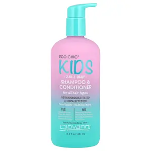 Giovanni Eco Chic® Kids, 2-In-1 Daily Shampoo & Conditioner, For All Hair Types, 16.5 fl oz (487 ml)
