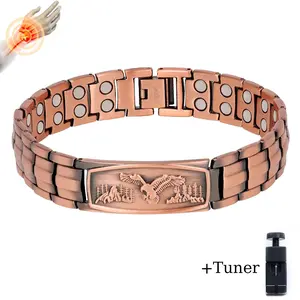 Magnetic Bracelet for Men Eagle Pattern Adjustable Sizing Tool Magnetic Field Therapy Jewelry Gift with Tuner Included