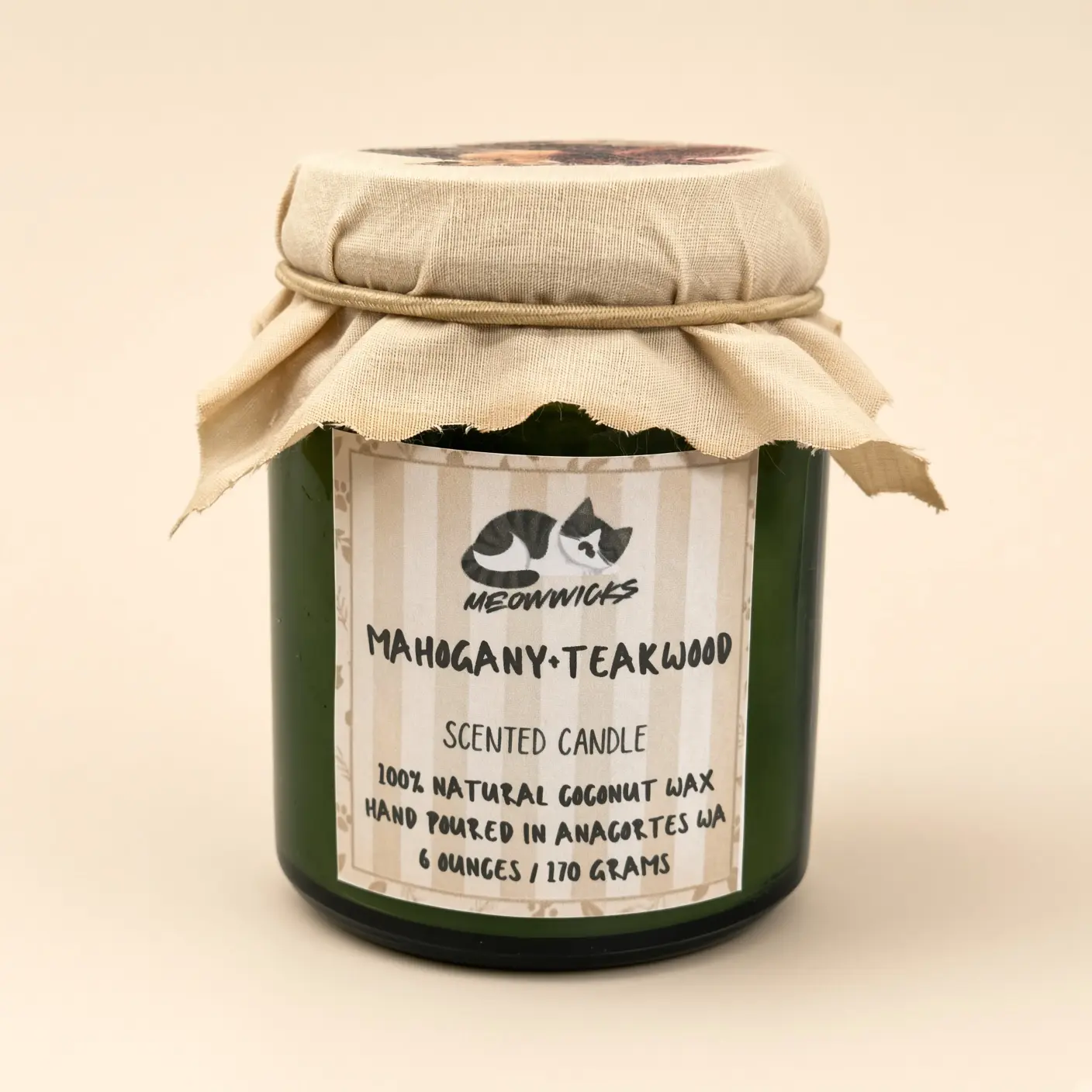 100% Coconut Wax Candle Clean Burning Non Toxic Phthalate Free – Mahogany Teakwood Hand Poured Meowwicks 6oz