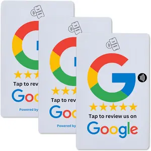Review Tap Card (3 Pack) with QR Code | NFC and Custom QR Code Sign for Business | Includes Analytics and Customizable Landing Page | Same Size as a Standard Credit Card | White