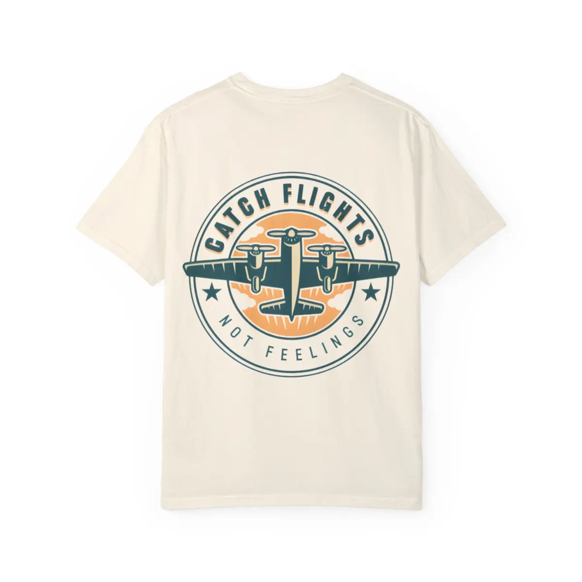 Catch Flights Not Feelings Cotton-T-shirt 100% Cotton Unisex for Men and Women Casual Unisex Tee - Menswear