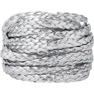 5m Braided Leather Cord 7mm  PU Leather Strings 2mm Thick Flat Folded Imitation Leather Rope Thread for Bracelet Anklets Necklace  Making DIY Braiding Crafts  Wrapping