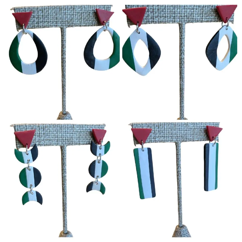 Clay Flag Earrings on Hypoallergenic Posts